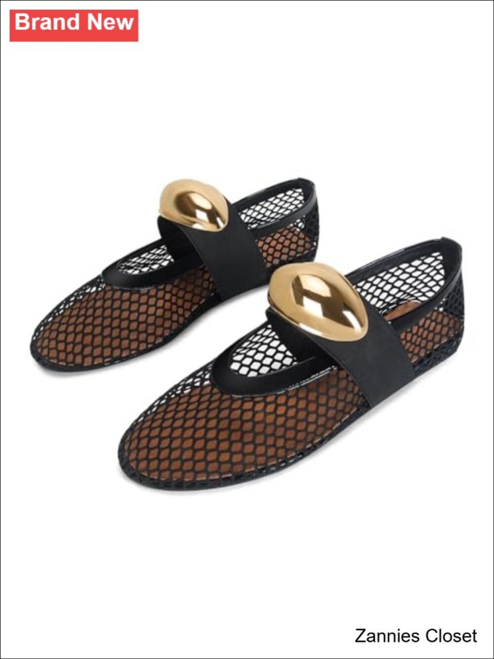 ✨ Mesh Ballet Flats Womens Buckle Strap Comfy Casual Office Fishnet Ballerina